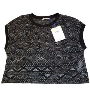 NWT Zara Sleeveless Loosefit Patterned Top Size Small